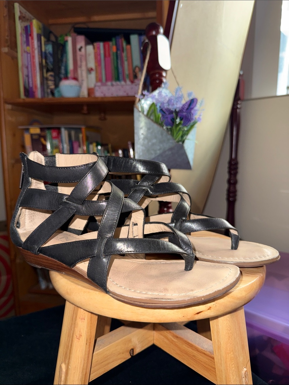 DKNY Black Strappy Gladiator Sandals